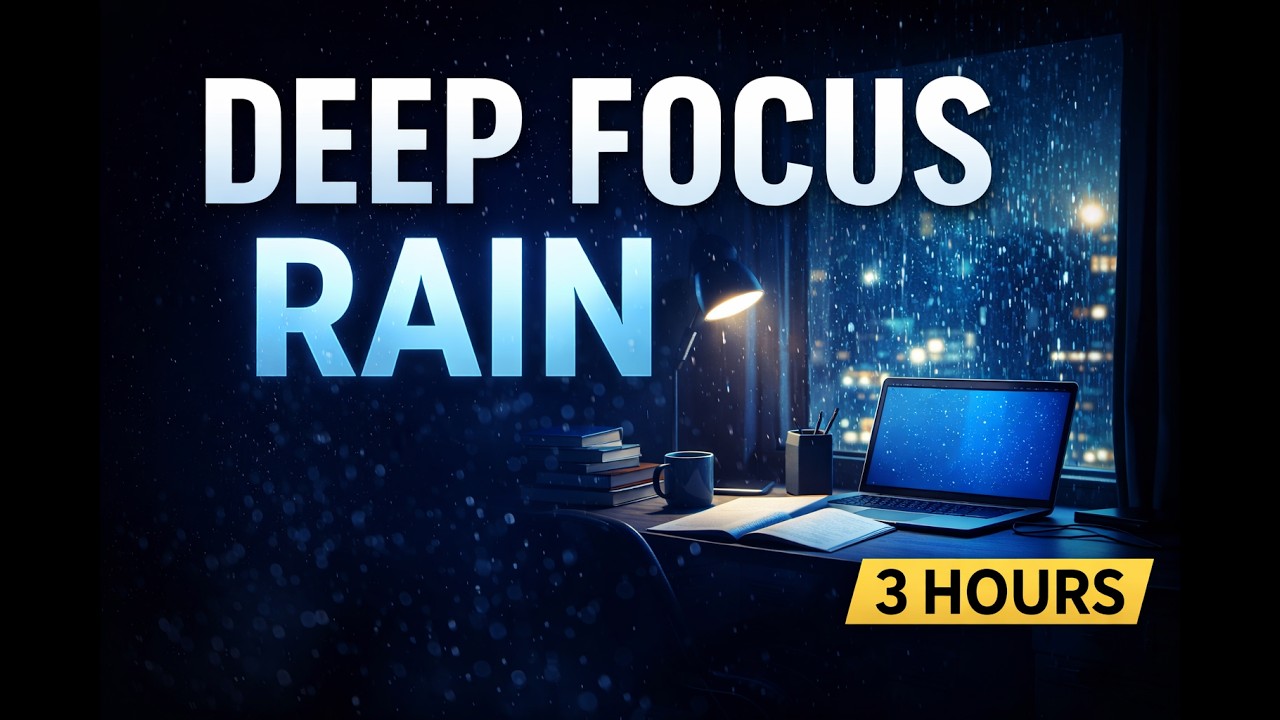 Rain and Brown Noise for Deep Focus – Study, Work and Concentration (3 Hours)