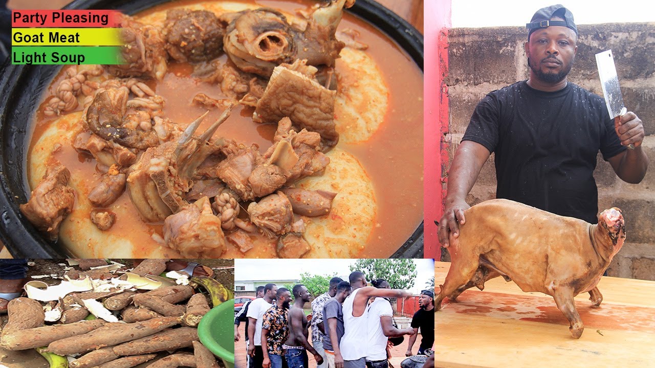 I Prepared Goat Meat Light Soup & Fufu For My Brothers At SOWUTOUM Whiles In The Rain || Must Watch