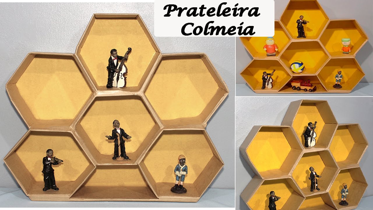 Prateleira Colmeia, Com Nichos Hexagonais de Papelão.