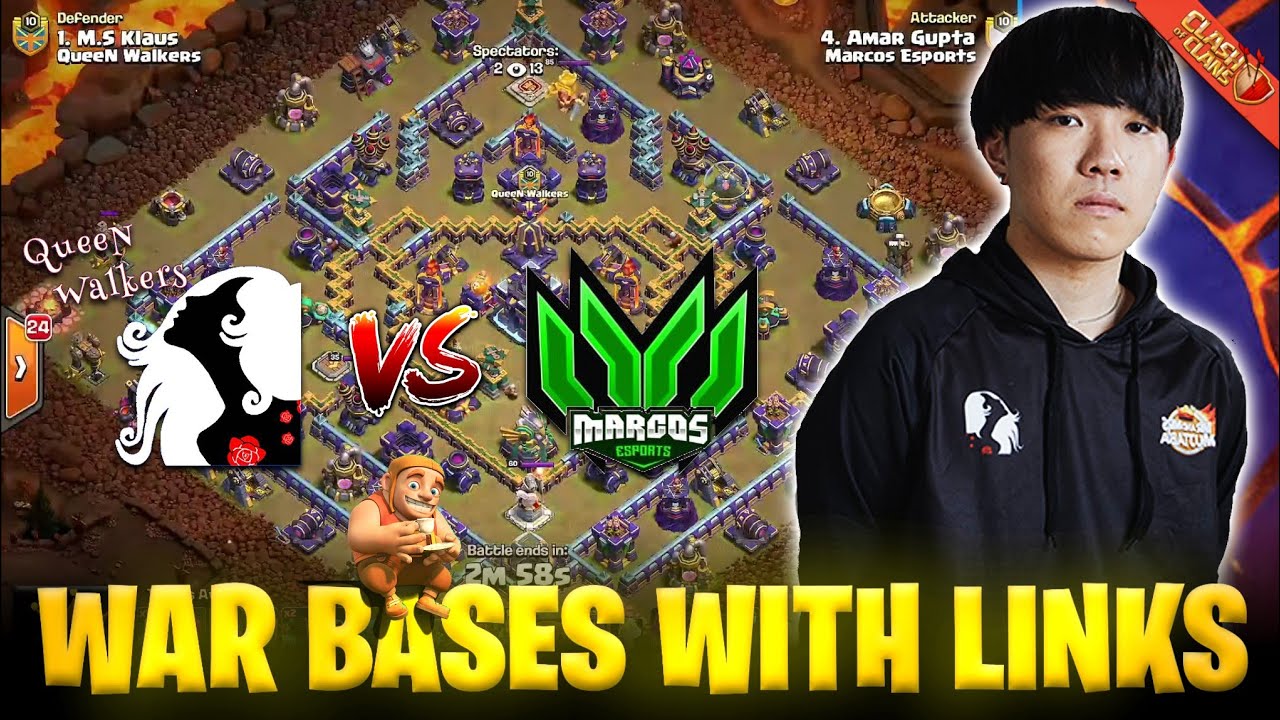 Top 10 TH15 War Bases With Links | QueenWalkers VS Marcos Esports | Chasmac Gaming VS Tribe Gaming |