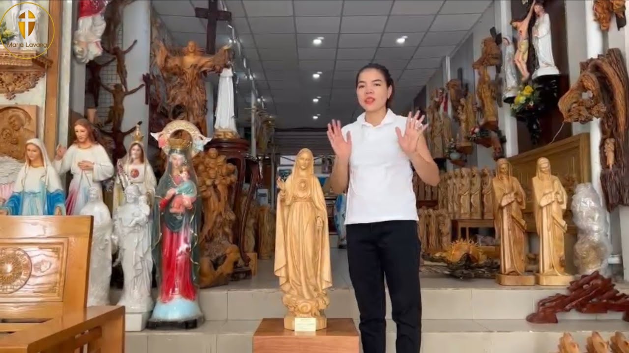#162 Mẫu Tượng Gỗ Đức Mẹ Fatima Bằng Gỗ Pơmu | Tượng Gỗ Công Giáo Maria Lavang