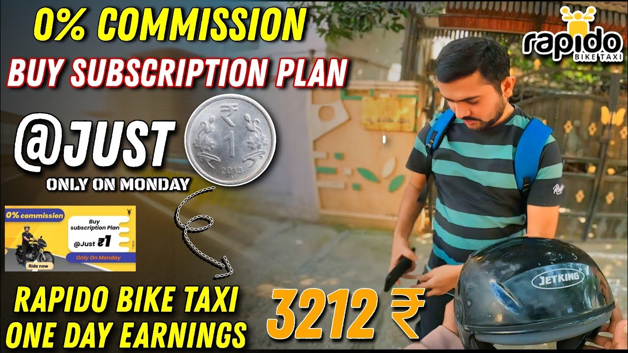 TODAY EARNINGS 3212₹ 💥 JUST 1 RUPEE ಗೆ 0% COMMISSION ON EVERY MONDAY 🤩 #rapidobiketaxi #rapido