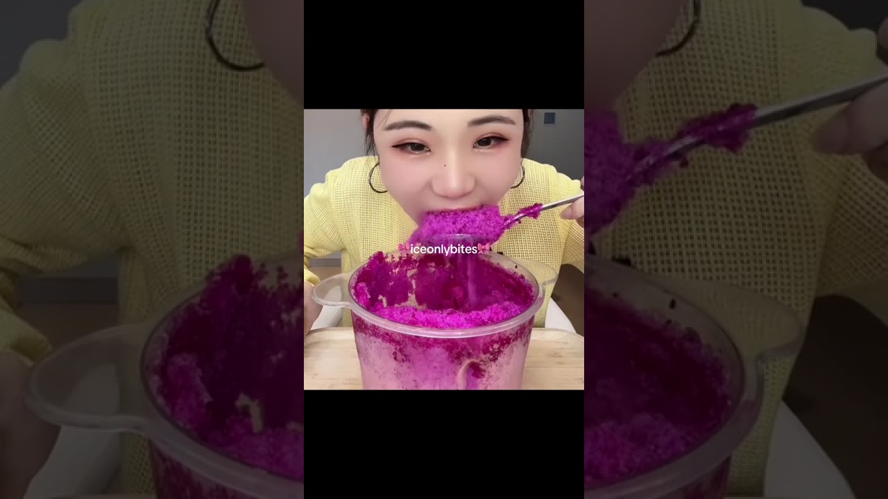 MIX COMPLICATION EATING CRUNCHY ICE BITES SHAVED PINK 