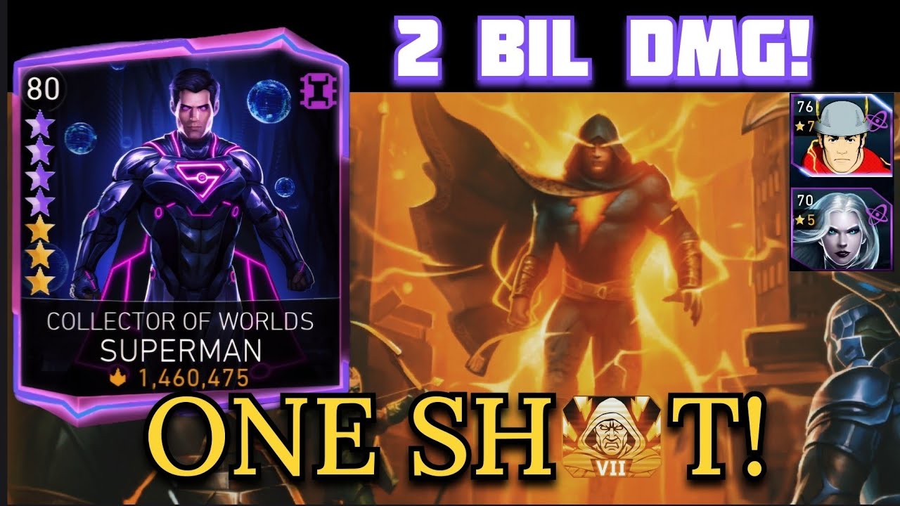 ONE SHOT!🔥 Boss BLACK ADAM by COW SUPERMAN H7 Ancient Judgment Solo Raid in Injustice 2 Mobile 6.6.1