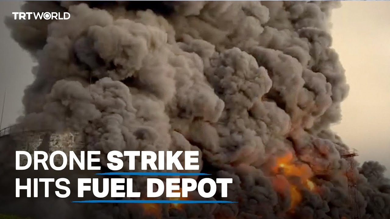 Massive fire erupts at oil facility in Crimea after drone strike