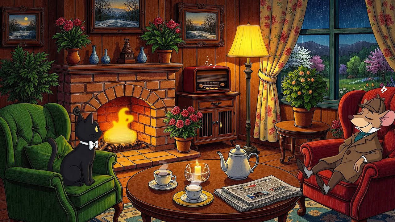 Soft Oldies Playing in Another Room on a Cozy Night while it’s raining (Unwind, Sleep & Study)