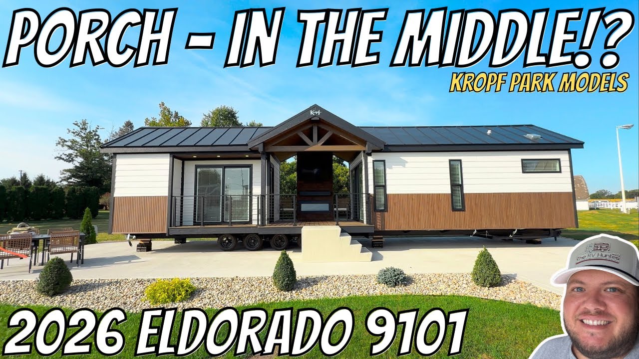 I have NEVER SEEN THIS!!! 2026 Eldorado 9101 | Tiny Home with CENTER PORCH by Kropf Park Model RVs