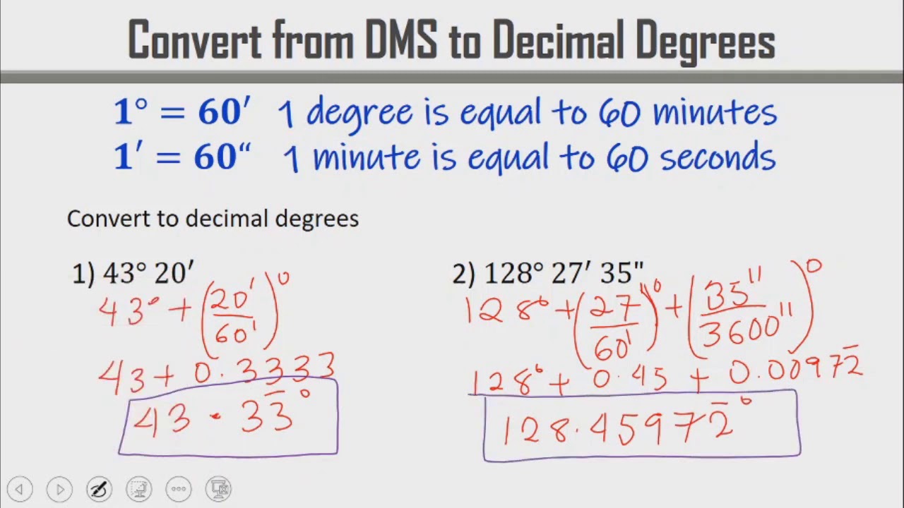 DMS and decimal degrees conversion