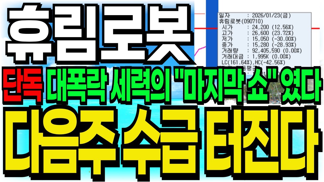 [긴급] 휴림로봇 -30% 대폭락은 세력의 '마지막 쇼'였다! 기관이 쓸어담은 진짜 이유, 다음주 '역대급 숏스퀴즈' 터진다!