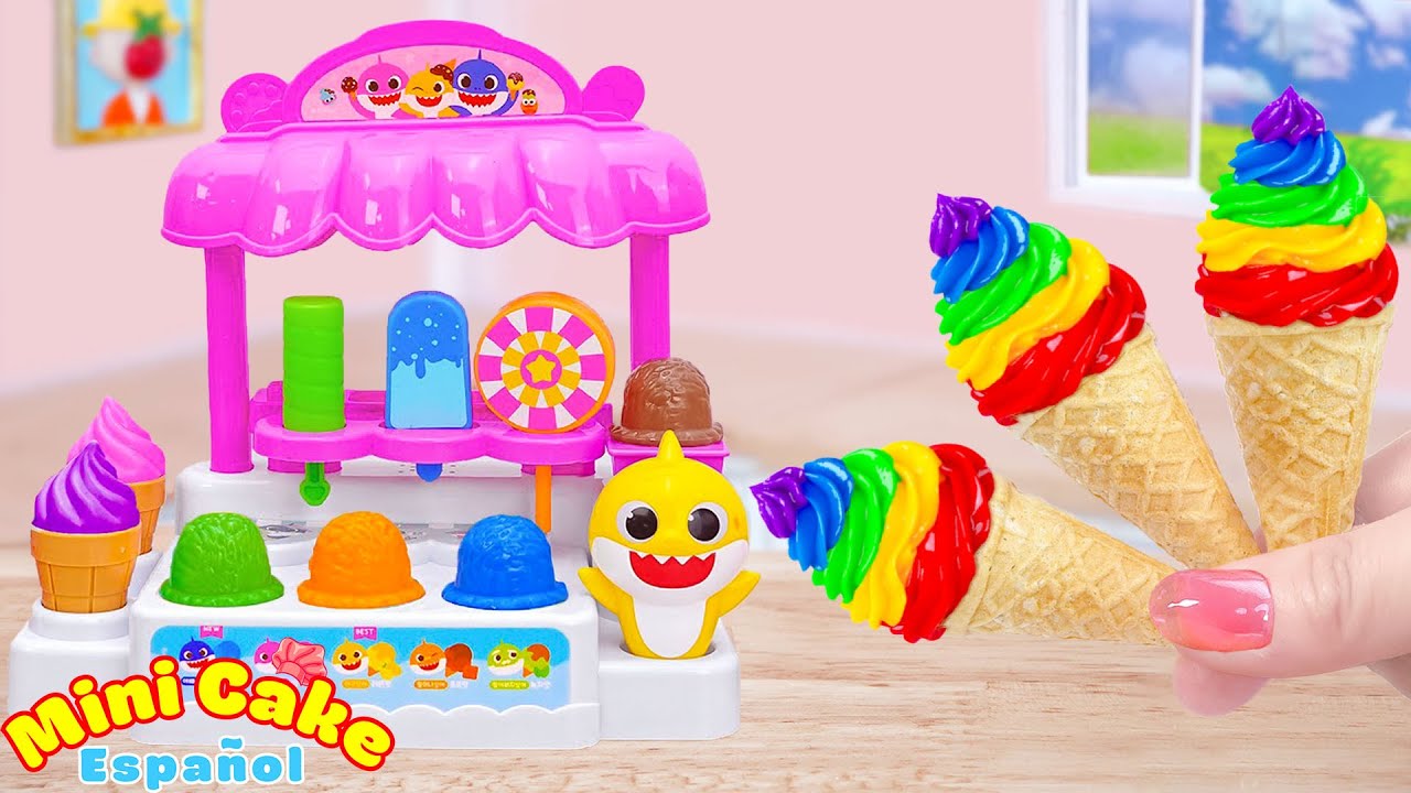 💞Ideas de Helado Arcoíris💞 Creando y Decorando Mini Pasteles de Helado Arcoíris💕Mini Cake Español