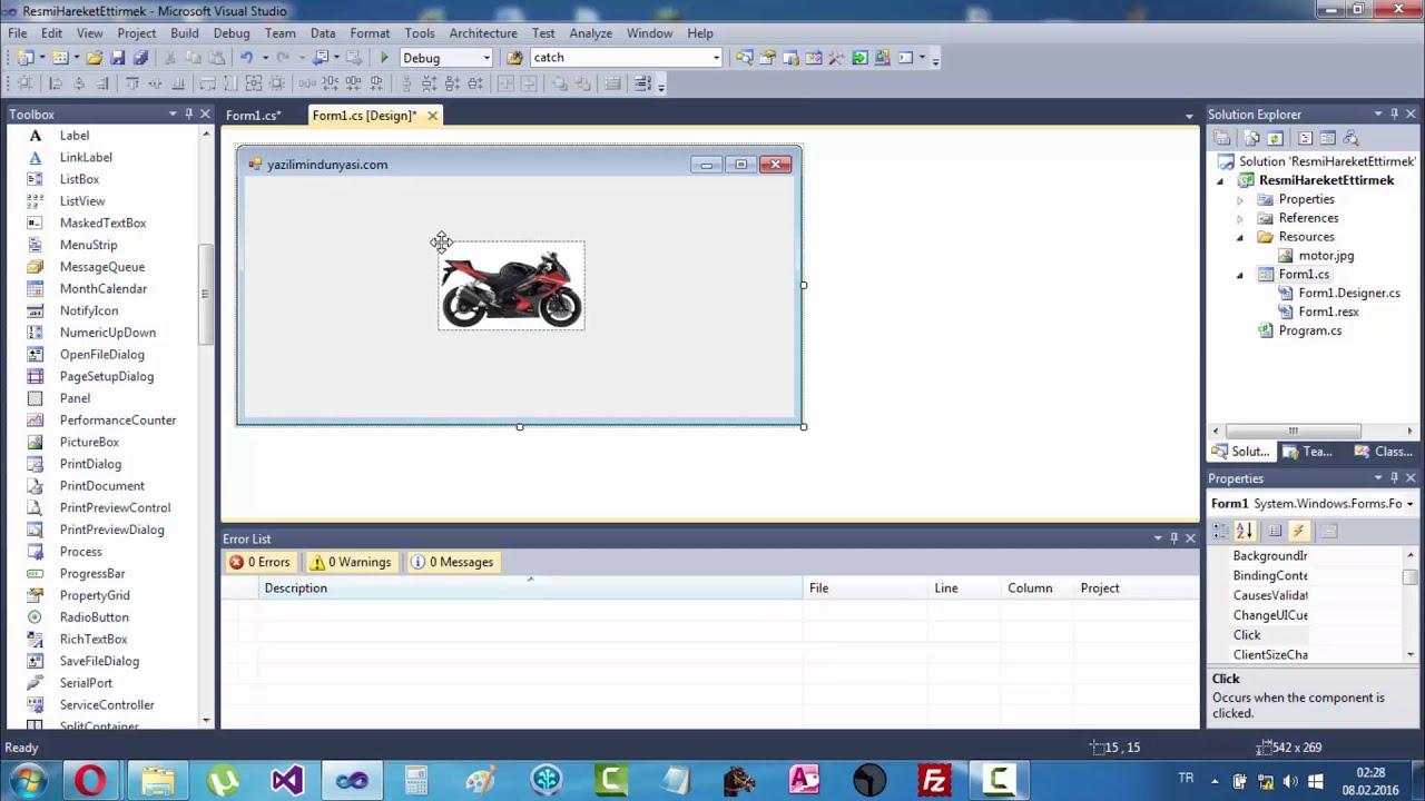 C# Yön Tuşları ile Resmi Hareket Ettirmek