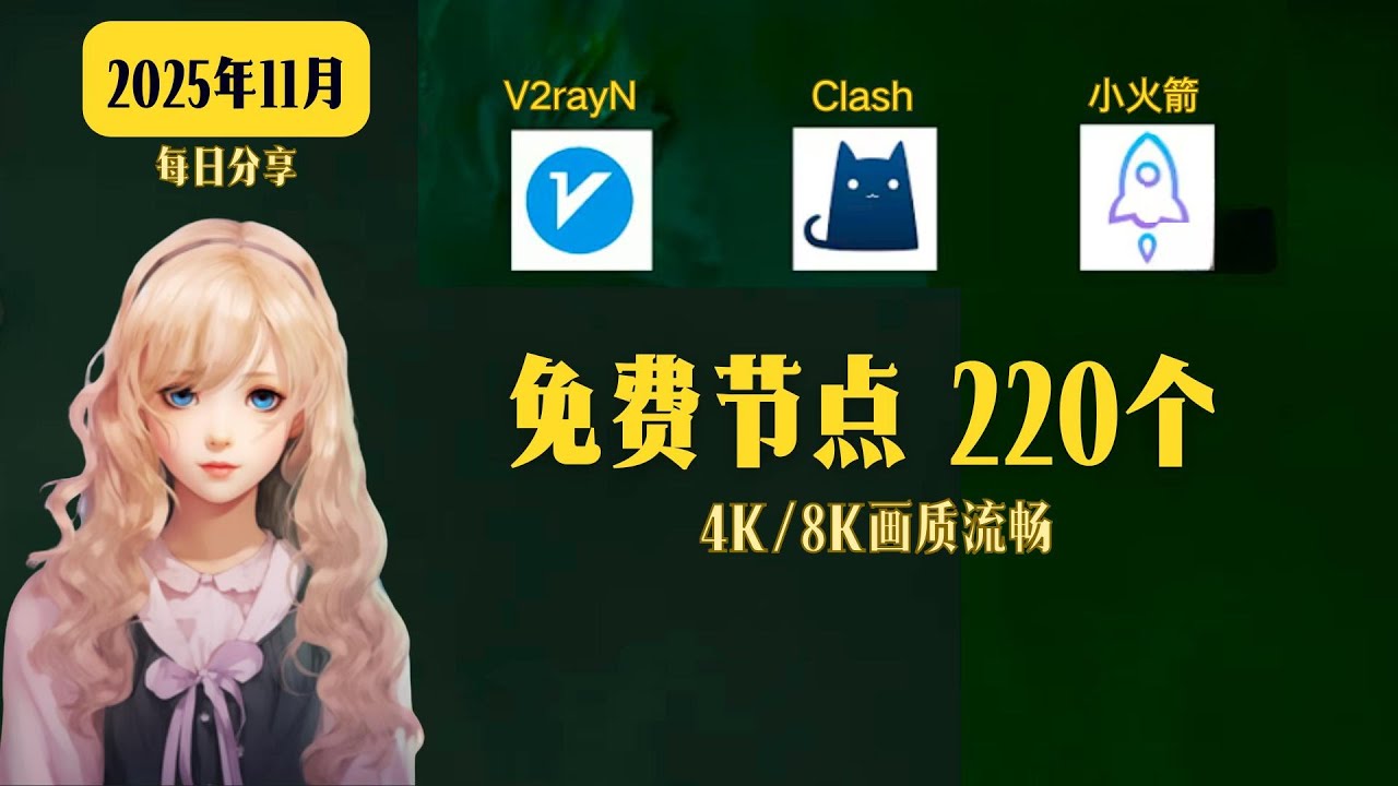 2025年11月18日，最新节点分享，免费节点，稳定4k，节点分享， V2ray节点，clash节点，节点订阅，机场节点，V2ray订阅，clash订阅，小火箭节点，免费机场