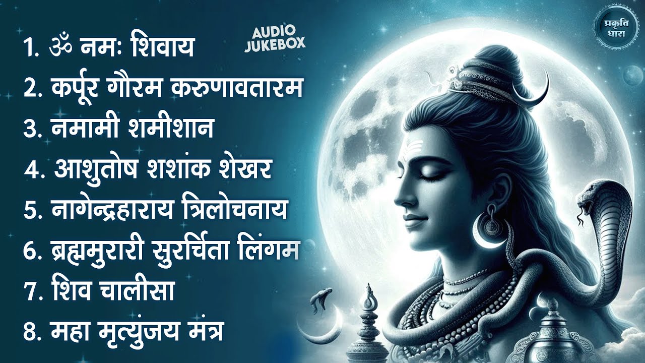 सोमवार भक्ति भजन - आशुतोष शशाँक शेखर, कर्पूर गौरम करुणावतारं, ॐ नमः शिवाय,  शिव अमृतवाणी व शिव आरती