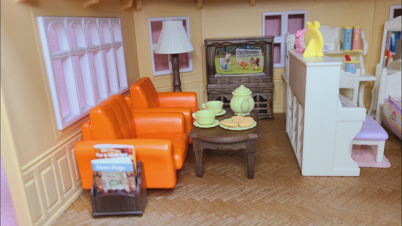 6 Minutes Satisfying with Unboxing Sylvanian Families Living Room Set  ASMR No talking