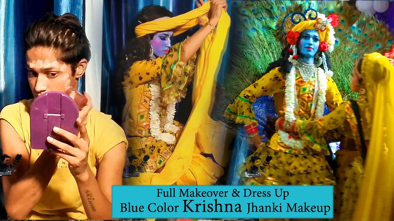 Full Makeover & Dress Up || Blue color Krishna Jhanki Makeup || Tinku Movies Videography