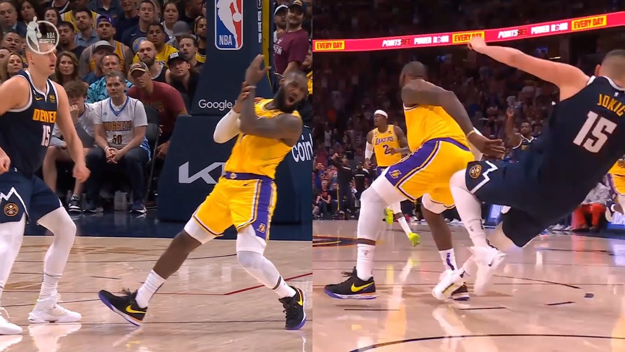 LeBron James and Nikola Jokic exchange flops on each other in Game 2 😂