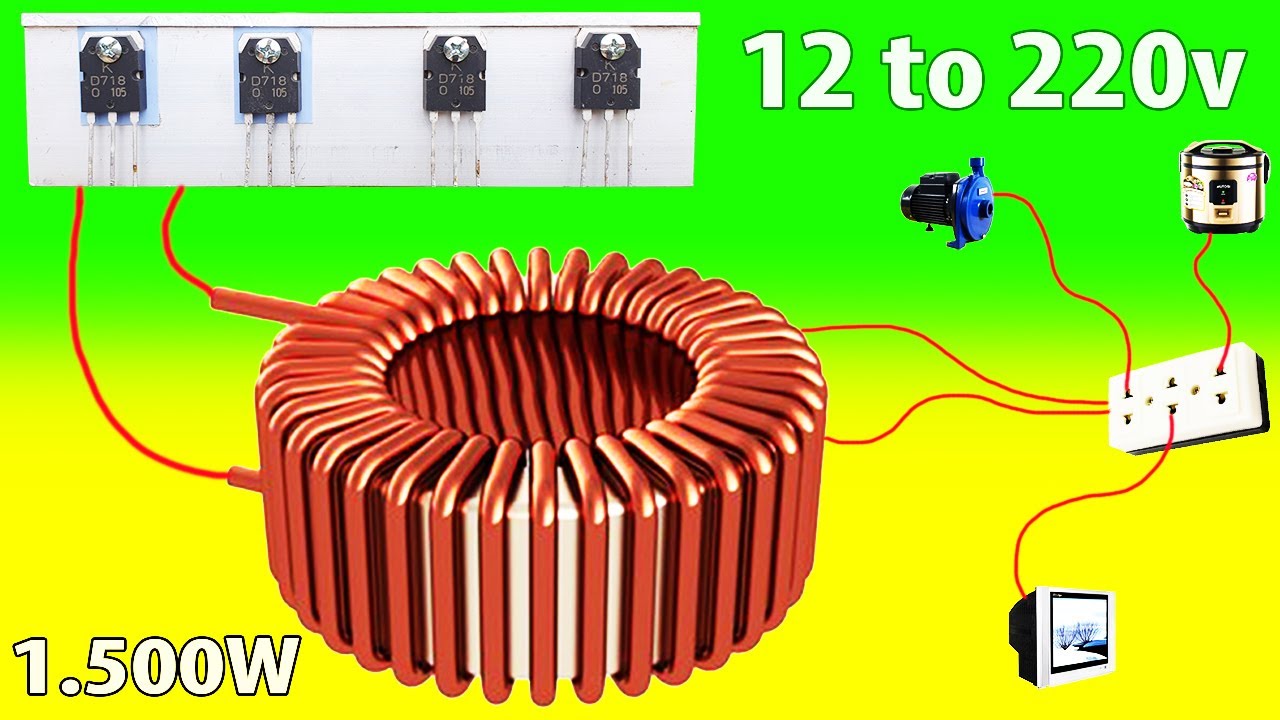 Kích điện 12v lên 220v, D 718 đơn giản rễ làm