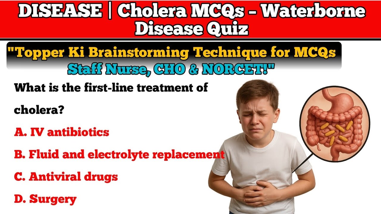 Top MCQs on Cholera – Complete Waterborne Disease Preparation for NHM CHO, NORCET,RRB Staff Nurse