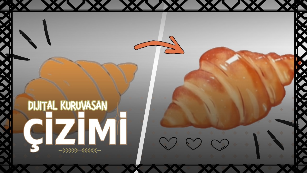 Gerçekçi Kuruvasan Çizimi 🥐✨ | Dijital Art Süreci,Pinterest Tutorial