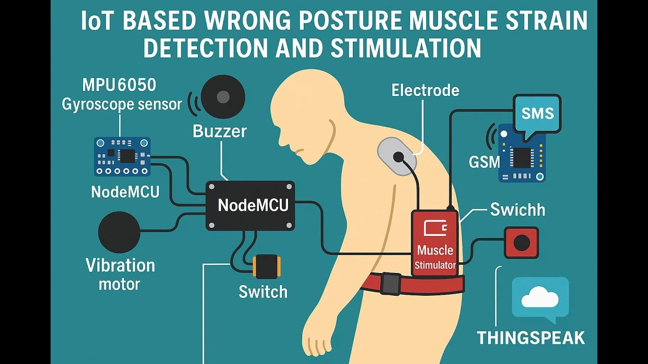 HVS-3282. IOT based wrong posture muscle strain detection and stimulation.