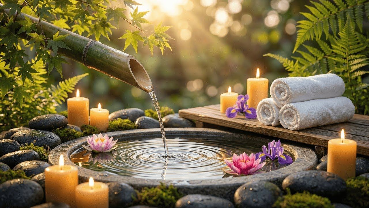 Relaxing Piano Music with Bamboo Water Sounds 🌿 Calm Music for Meditation & Sleep