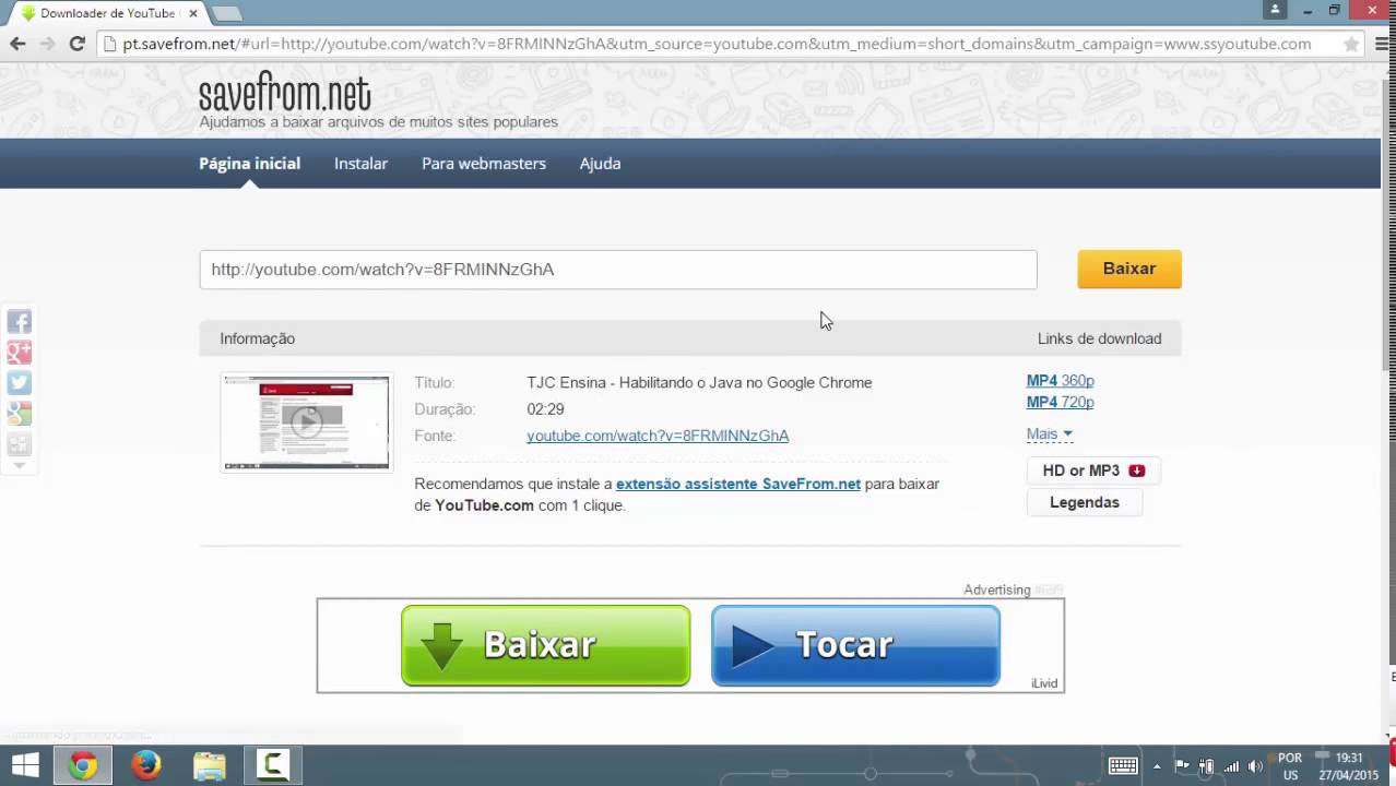 TJC Ensina : Como baixar v&iacute;deos do Youtube sem instalar Programas
