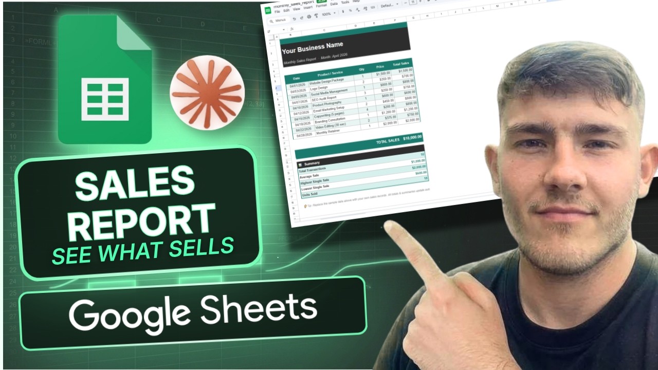 How to Build a Monthly Sales Report in Google Sheets with Claude AI (Super Easy!) (2026)