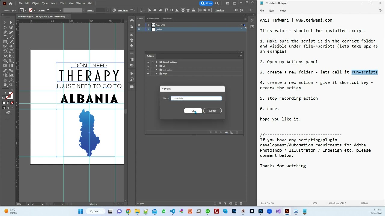 Illustrator   shortcut for installed script