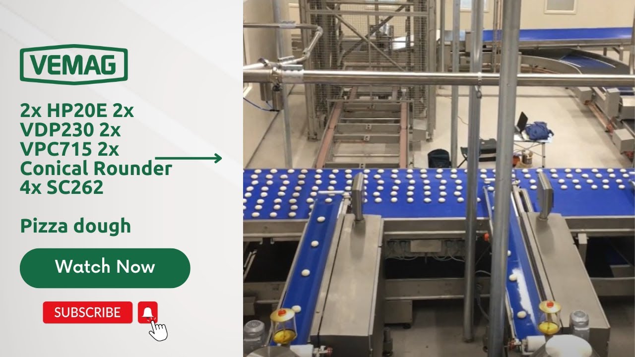 2x HP20E 2x VDP230 2x VPC715 2x Conical Rounder 4x SC262 _ Pizza dough 100g 400ppm