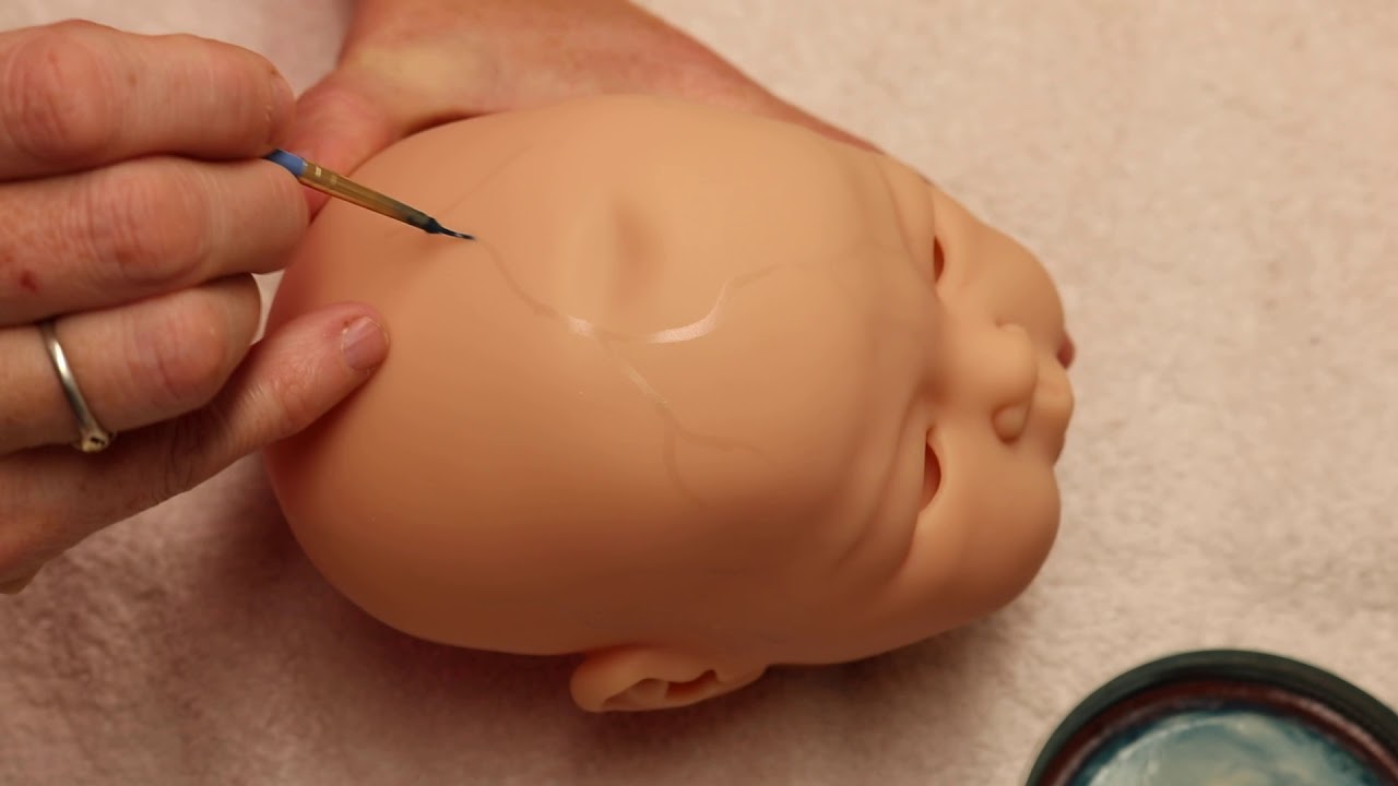 Asian Skin Tones Reborning Tutorial: Step 3a Veins on Suu Kyi