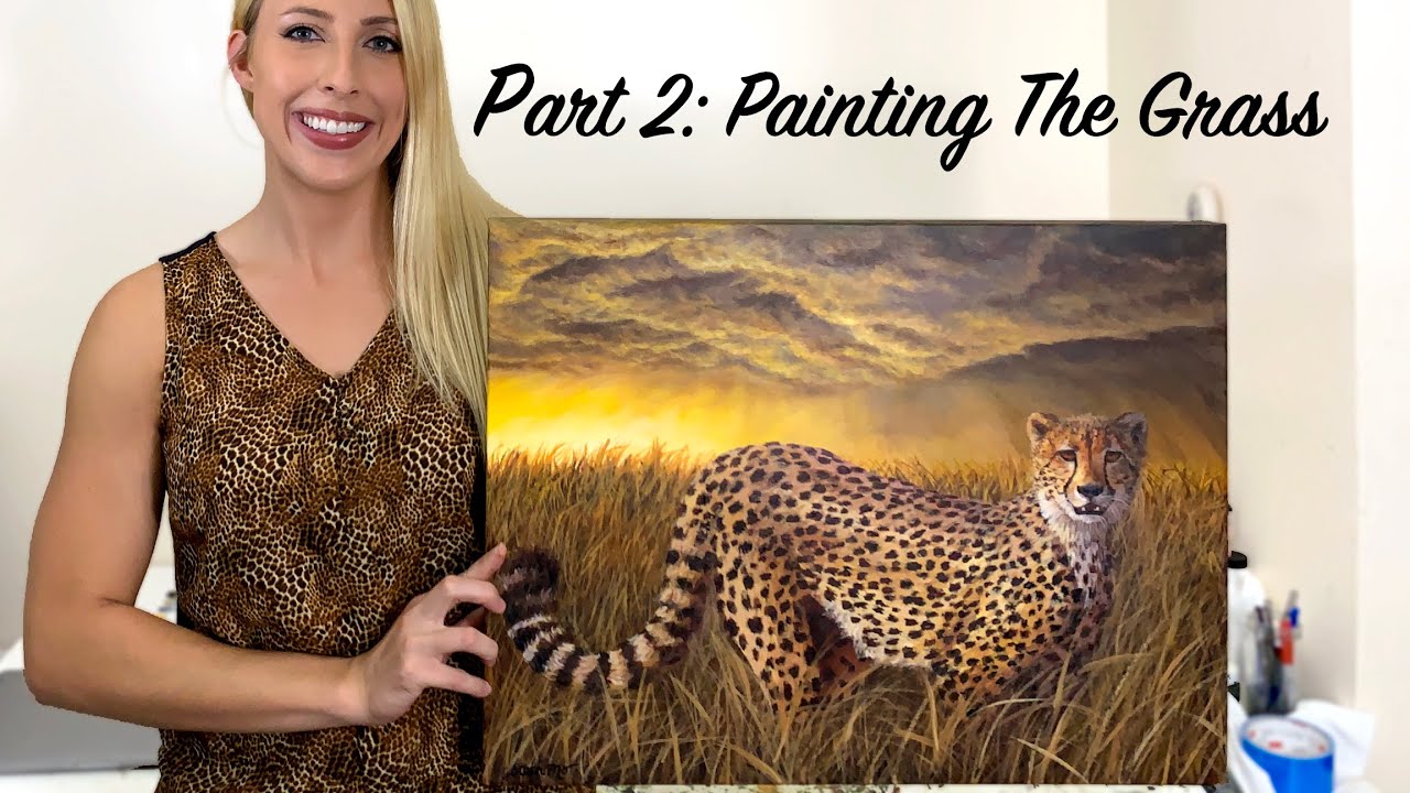 Cheetah Acrylic Painting Part 2: Painting the Grass