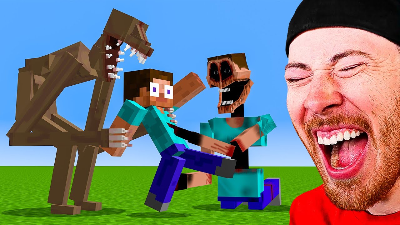 Minecraft Steve VS HORROR MOBS! FUNNIEST ANIMATIONS