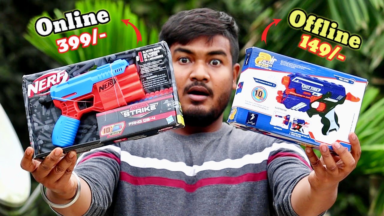 Online Nerf Gun 399/- VS Offline Hot Fire Toy Gun 149/- | Which One is Most Powerful?-EXPERiMENTAL🔥