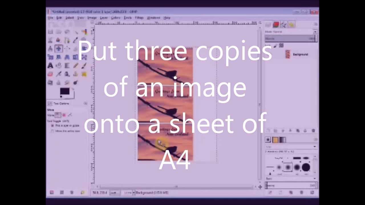 put three copies of an image onto a sheet of A4