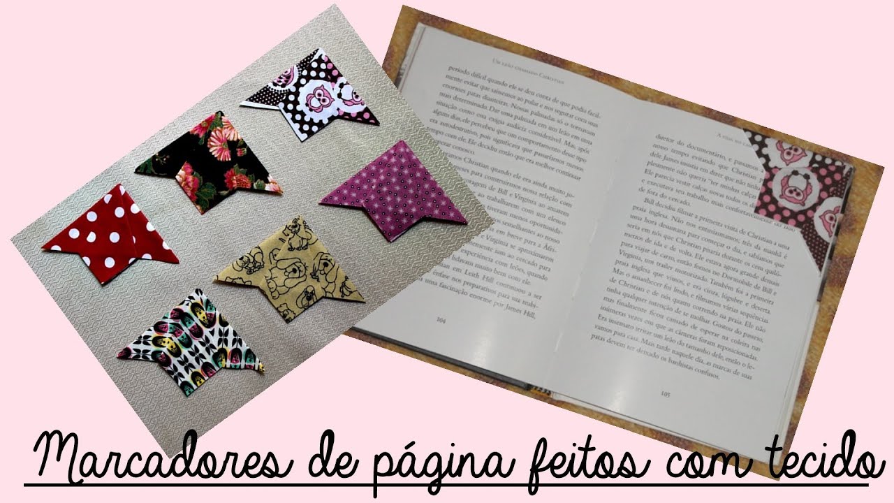 Marcador de livro/página feito com dobradura em tecido