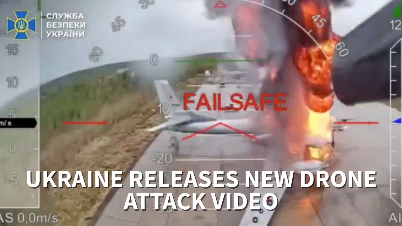 Ukraine video shows drone attack on Russian bombers, radar planes
