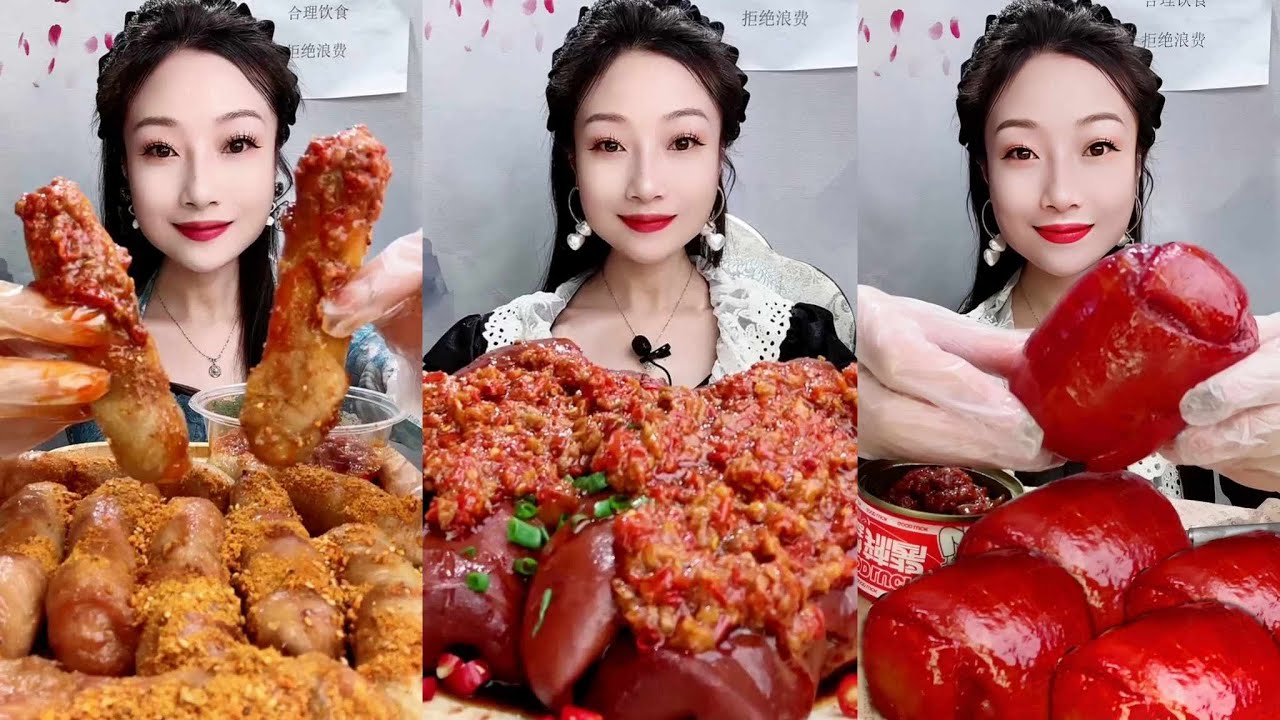 ASMR | CHINESE FOOD MUKBANG | BRAISED PORK HEAD | SPICY CHICKEN SAUSAGE | PORK ELBOWS | NOODLES