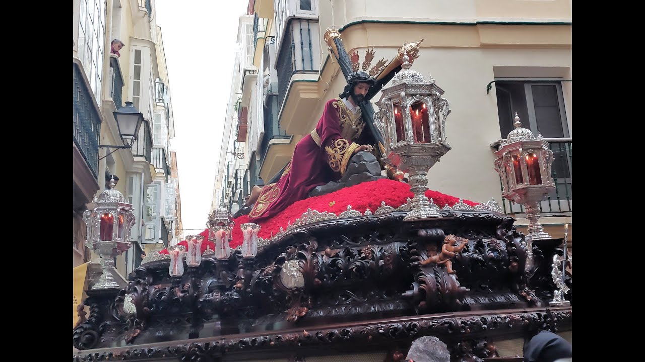 JESUS CAIDO, CALLE ROSARIO, AGRUP.  M. VIRGEN DE LA OLIVA DE VEJER, MARCHA SAGRADA CENA, CADIZ 2023