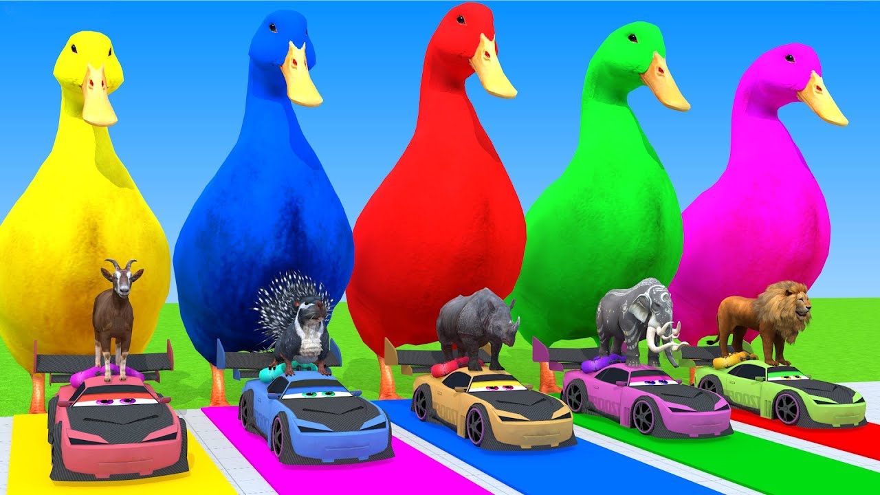 Long Slide Game With Elephant Gorilla Buffalo Hippopotamus Tiger 3d Animal Game Funny 3d Animals