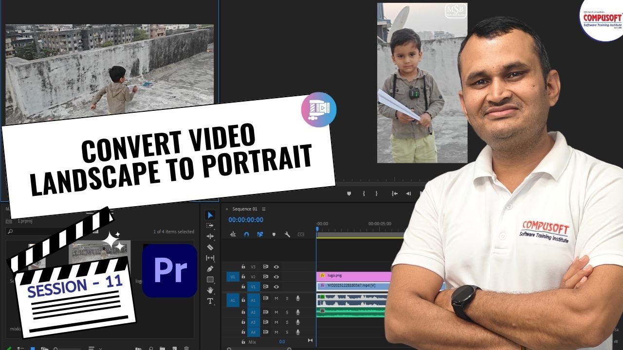 Session :11 Convert Landscape Video to Portrait Using Auto Reframe | CompusoftEducation