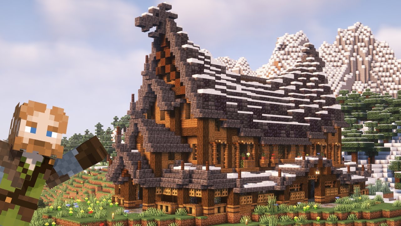 Я построил дом ВИКИНГА на вершине горы в Minecraft!