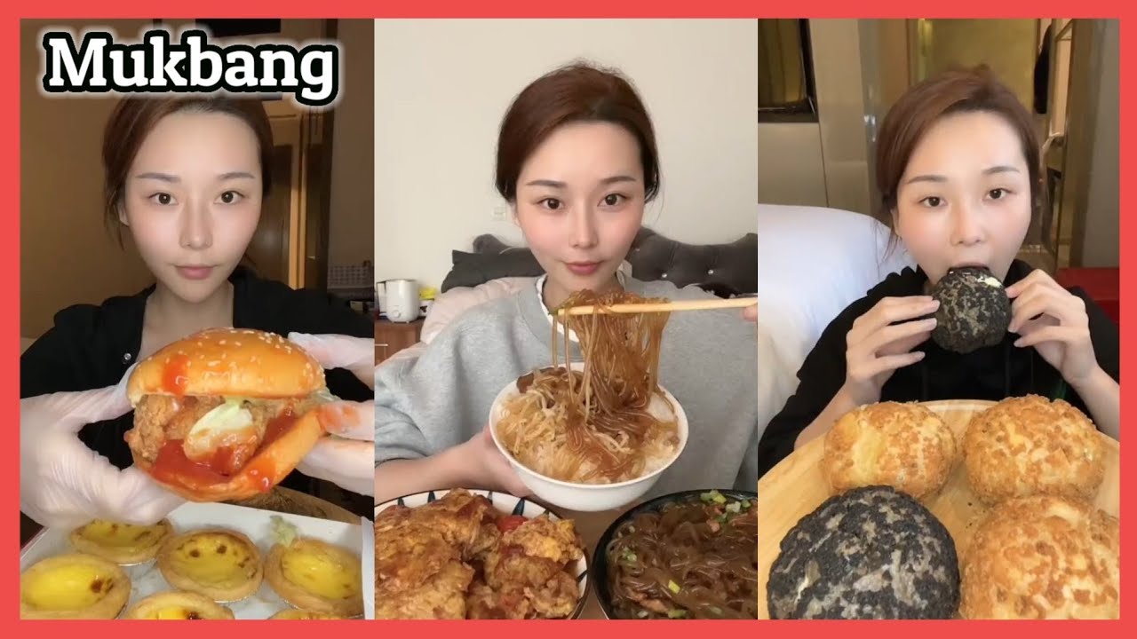 [ASMR] Chinese mukbang #393  #makanan  #dessert #cake #햄버거  #불닭 #중국먹방 #केक #치킨 #noodles #eatingshow