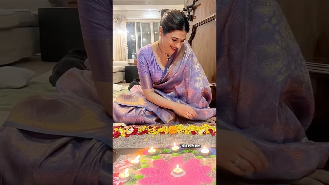 Shraddha Das🔥making rangooli🌈✨on Diwali🪔|The Unseen Shorts #shraddhadas