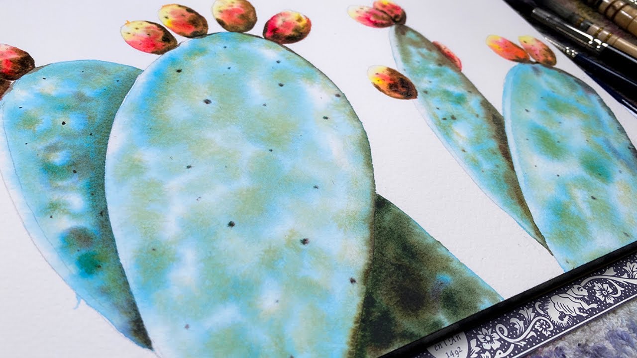 Holbein Granulating Watercolors Free BEGINNER Class: Cactus