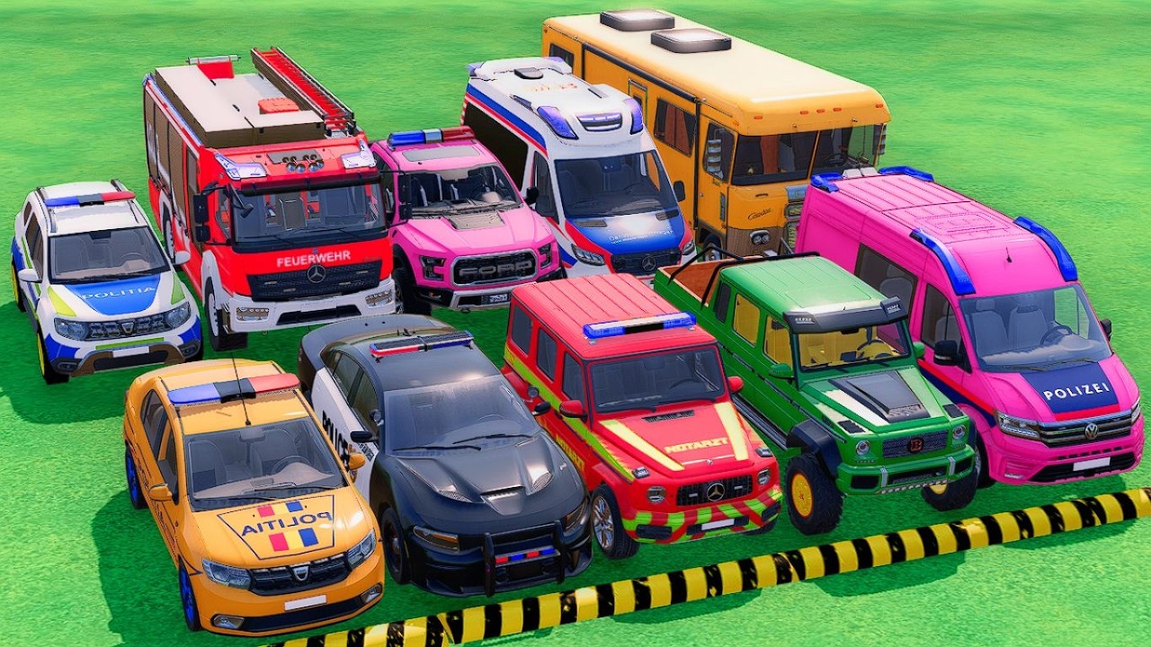 TRANSPORTING POLICE CARS, AMBULANCE VEHICLE, FIRE DEPARTMENT WITH TRAIN - FARMING SIMULATOR 22 #53