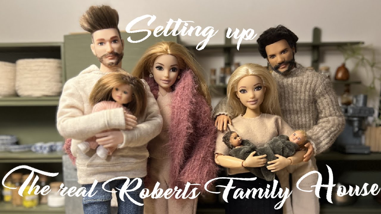 Barbie -  Setting up The Real Roberts Family Home Dollhouse Roleplay Ken & Barbie family