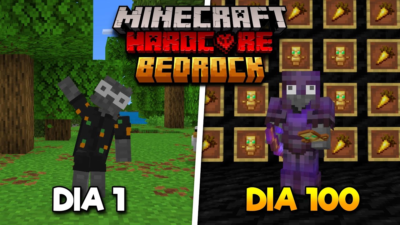 Sobreviví 100 DÍAS en Minecraft BEDROCK HARDCORE!