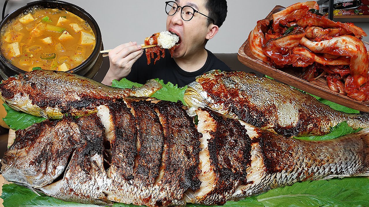 ASMR MUKBANGㅣGrilled Sea Bream & Kimchi & Soybean Paste StewㅣEATING SHOW