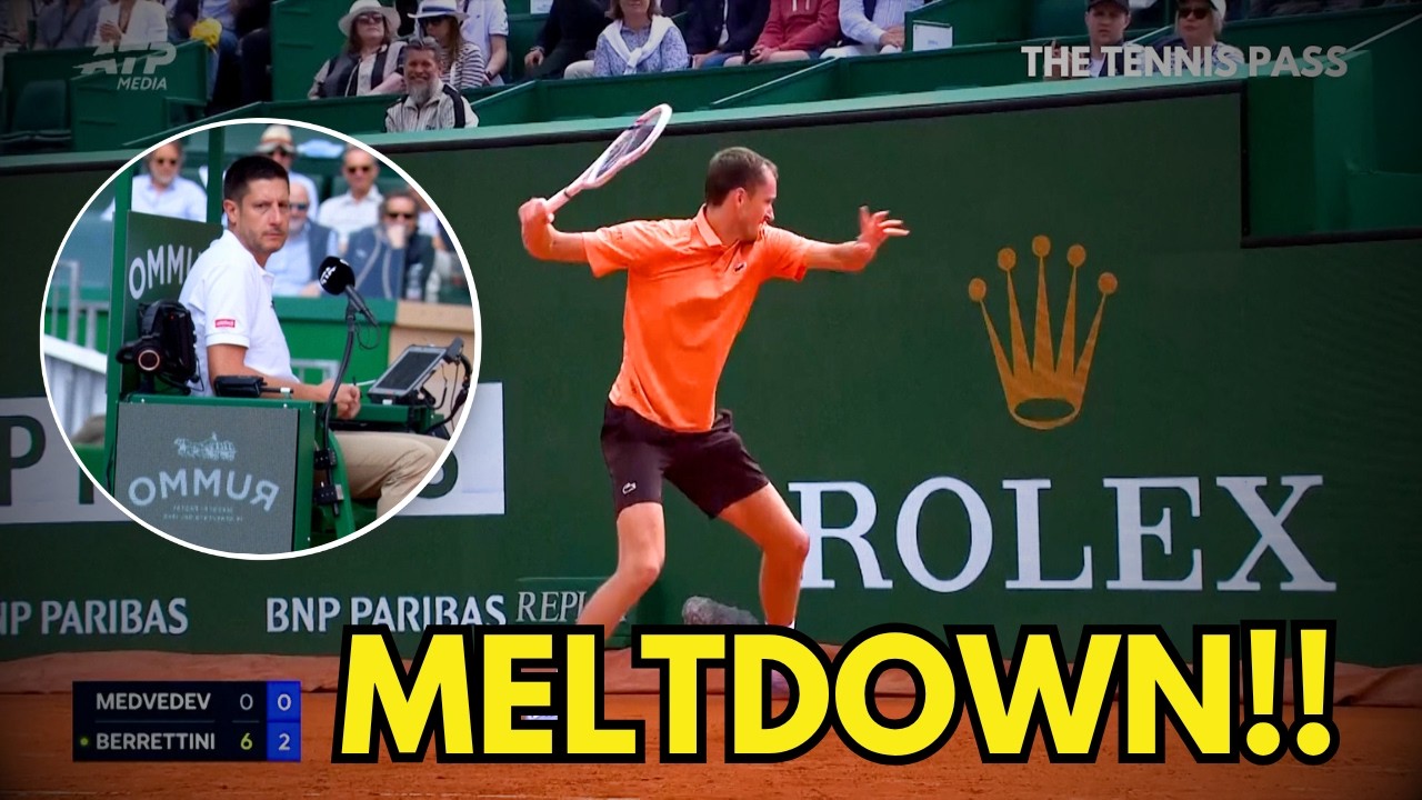 Ultimate MELTDOWN?! Daniil Medvedev Smashes Racket SEVEN times in 6-0, 6-0 defeat to Berrettini
