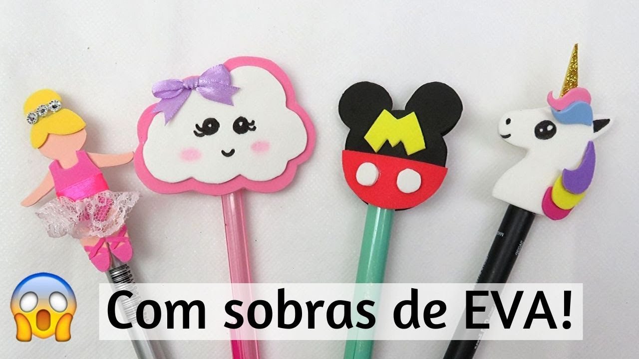 Como fazer ponteiras para lápis/ canetas (unicórnio, Mickey, bailarina e nuvem) | Pricity
